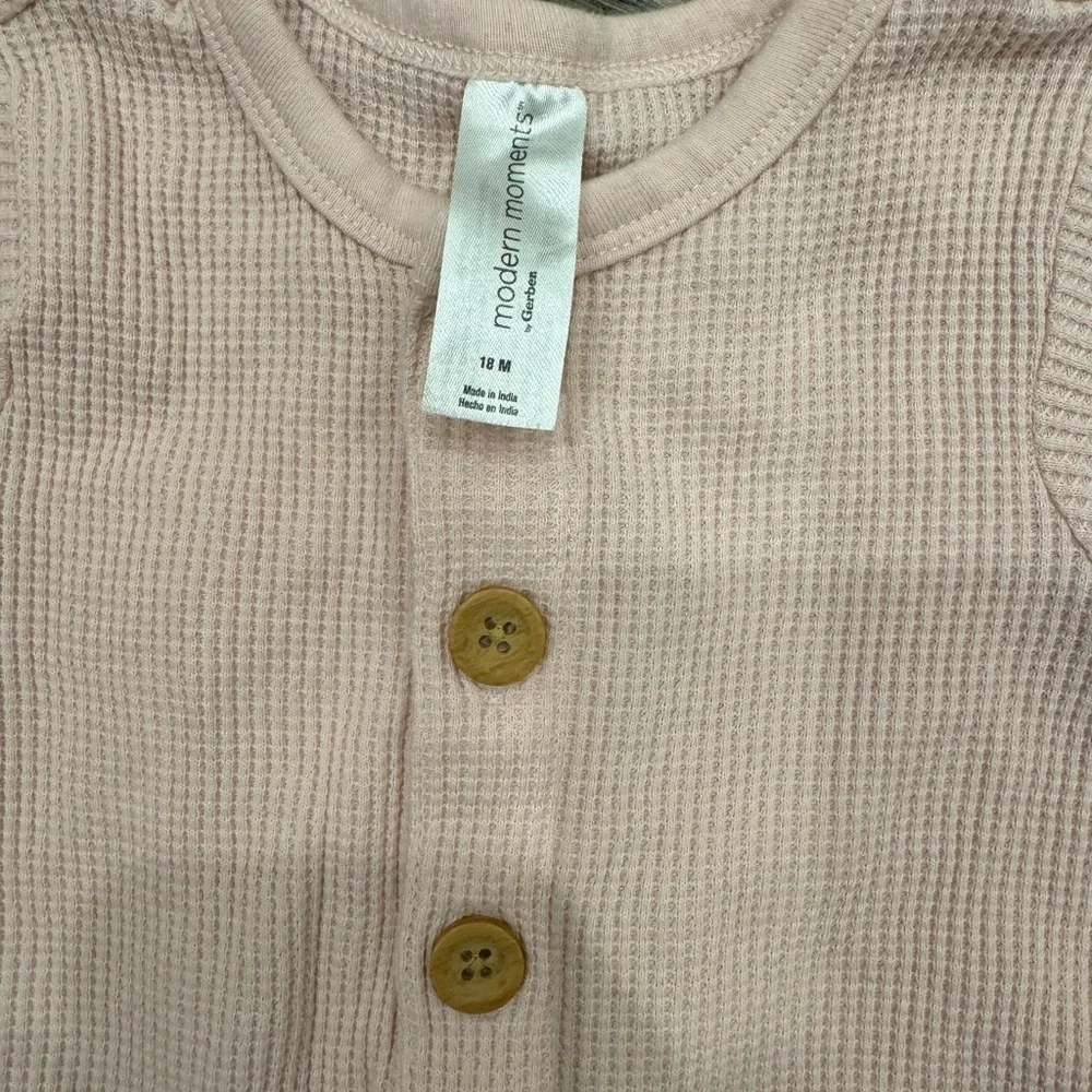 Modern Moments pink thermal short sleeve long pant romper 18months